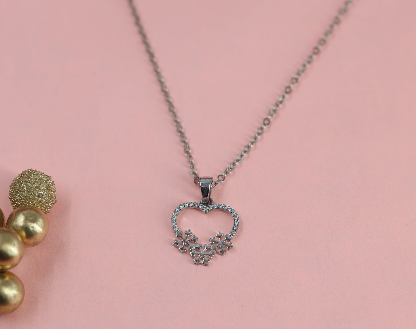 Snowflake Heart Diamond Necklace