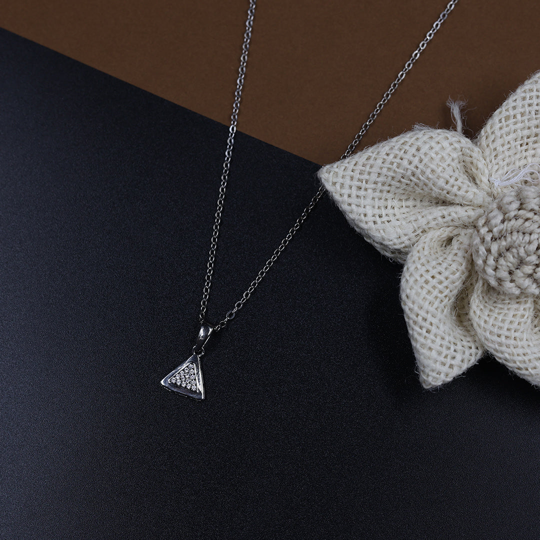 Geometric Triangle Diamond Necklace