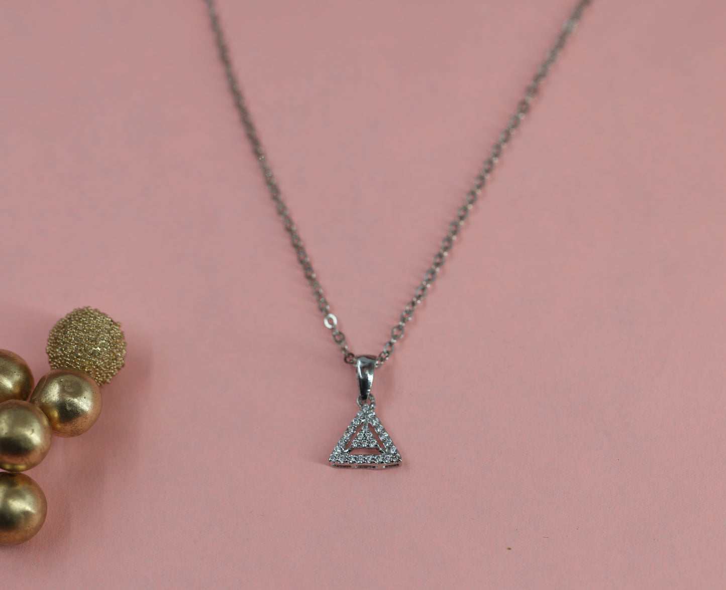 Geometric Triangle Diamond Necklace
