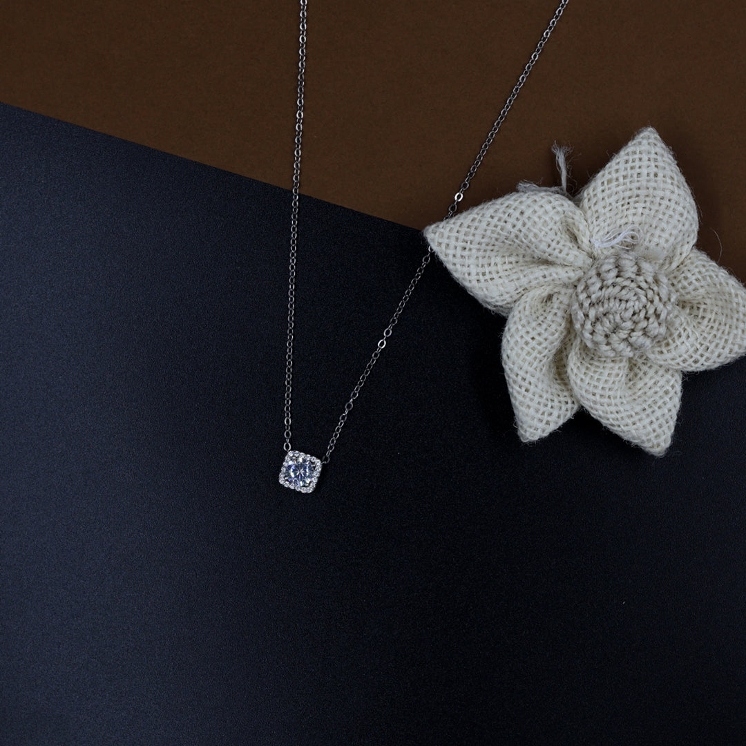 Refined Square Halo Necklace