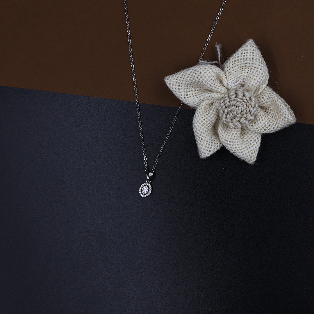 Graceful Oval Halo Necklace