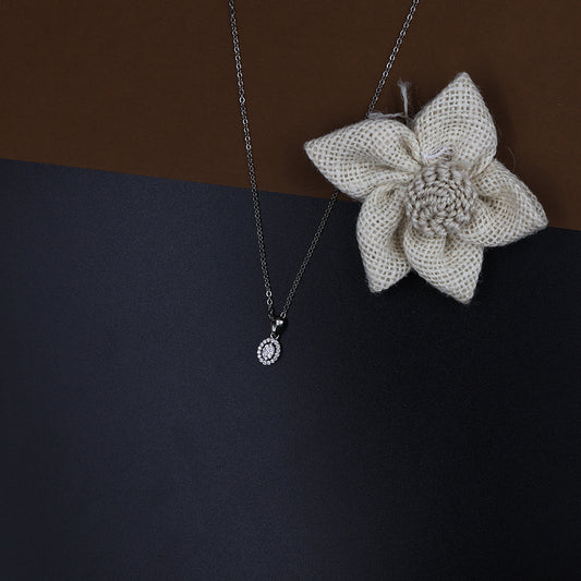 Graceful Oval Halo Necklace