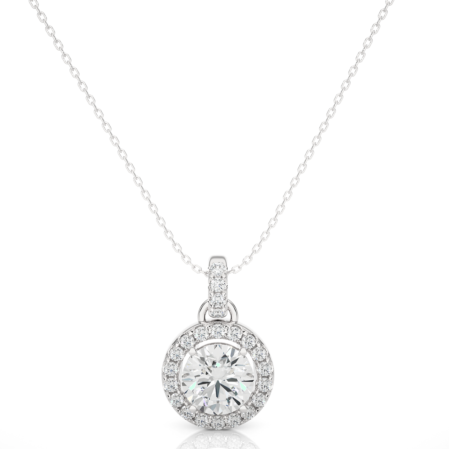 Classic Round Halo Diamond Necklace