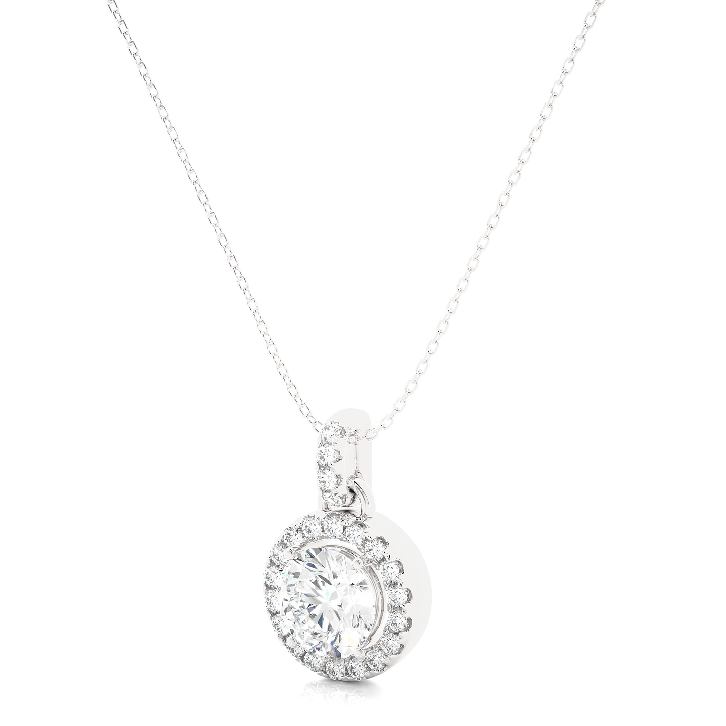 Classic Round Halo Diamond Necklace