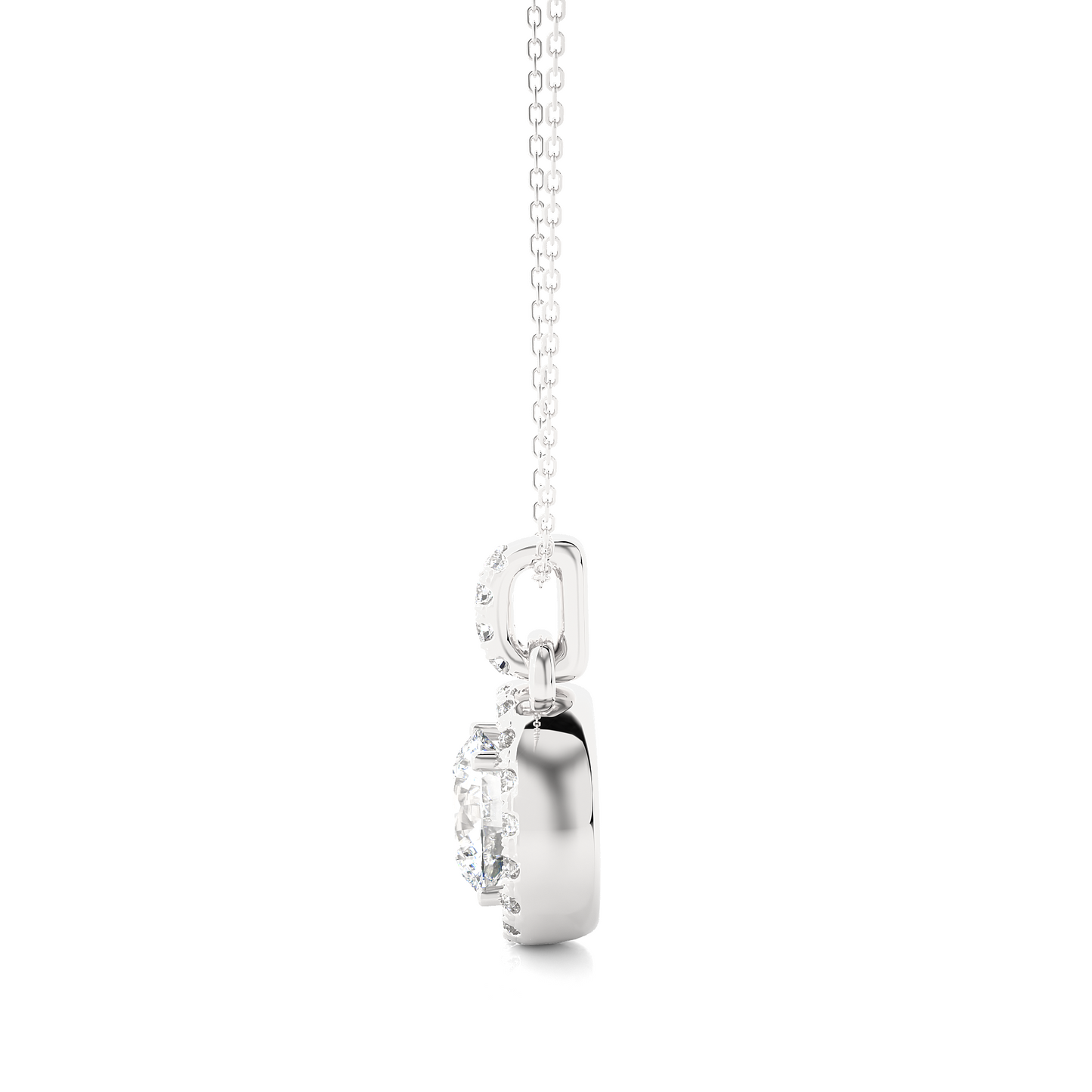 Classic Round Halo Diamond Necklace