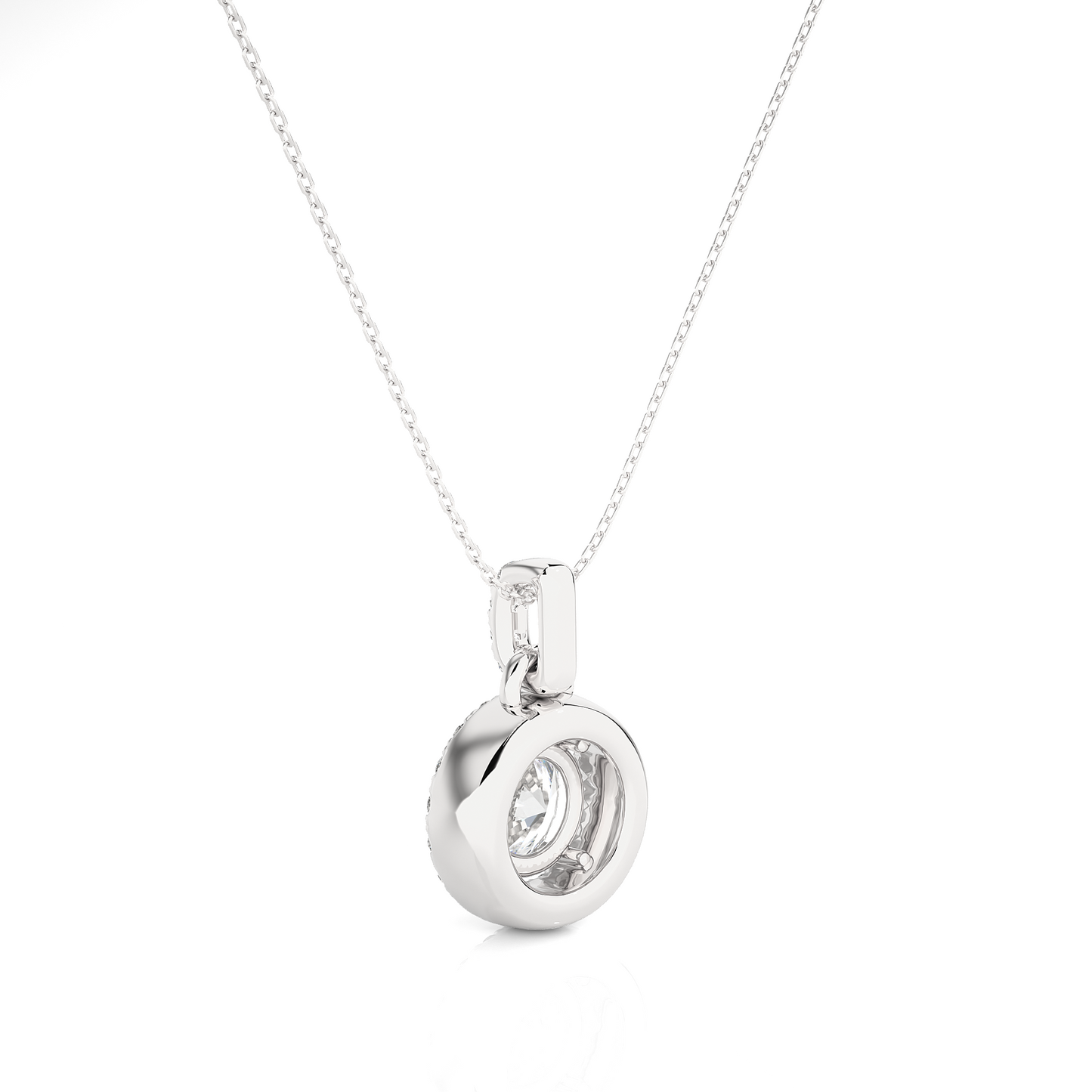 Classic Round Halo Diamond Necklace