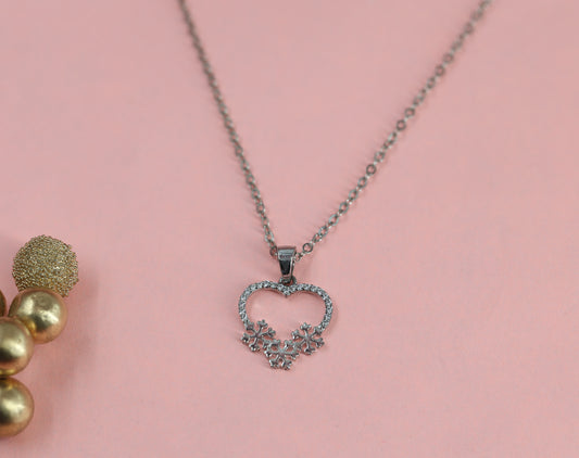 Snowflake Heart Diamond Necklace