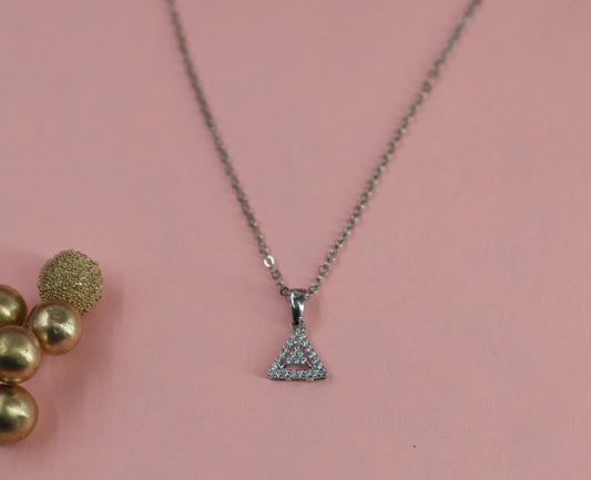 Geometric Triangle Diamond Necklace