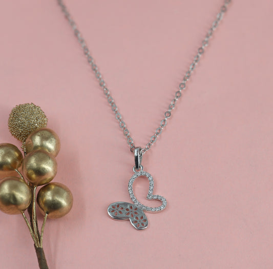 Butterfly Heart Diamond Necklace