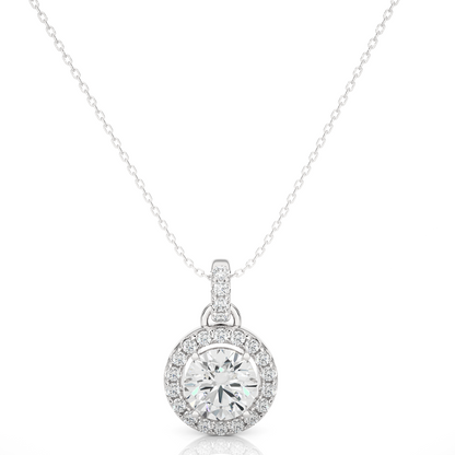 Classic Round Halo Diamond Necklace