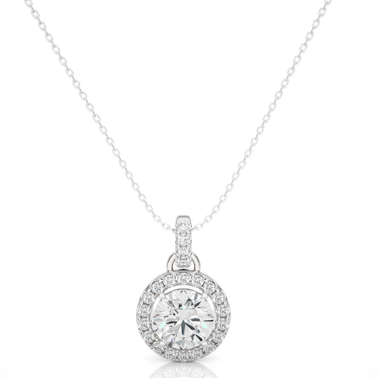 Classic Round Halo Diamond Necklace