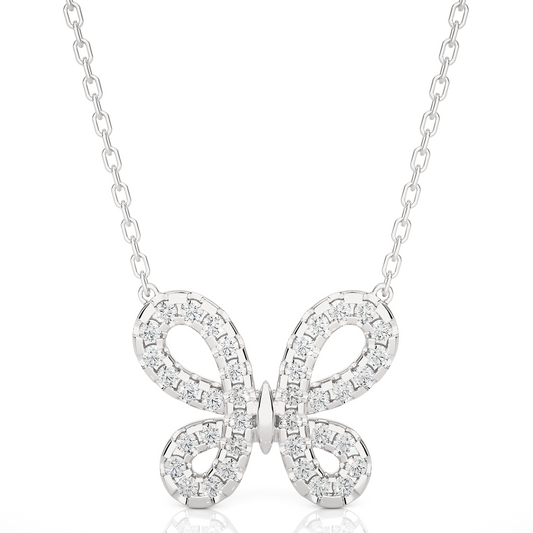 Whimsical Butterfly Diamond Necklace