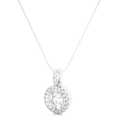 Classic Round Halo Diamond Necklace