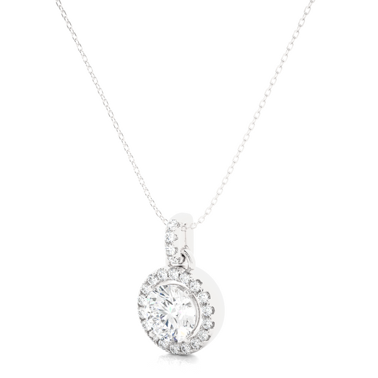 Classic Round Halo Diamond Necklace