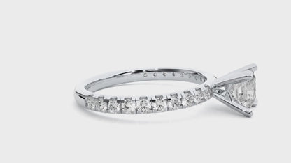 Elegant Princess-Cut Pave Engagement Ring